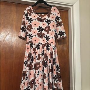 Dot Dot Smile Pink and Brown Floral Kids Dress